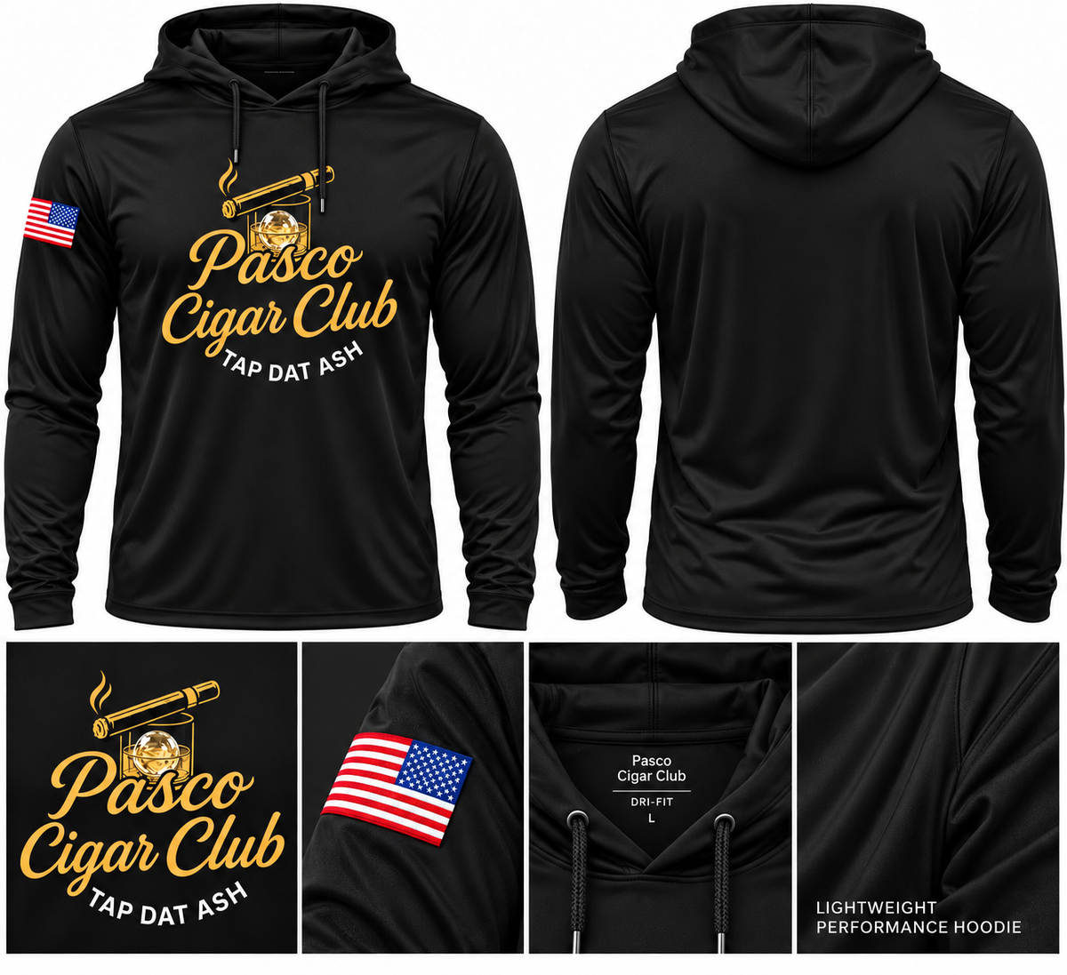 Hooded Dri fit Tee - long Sleeve - Front chest Big logo