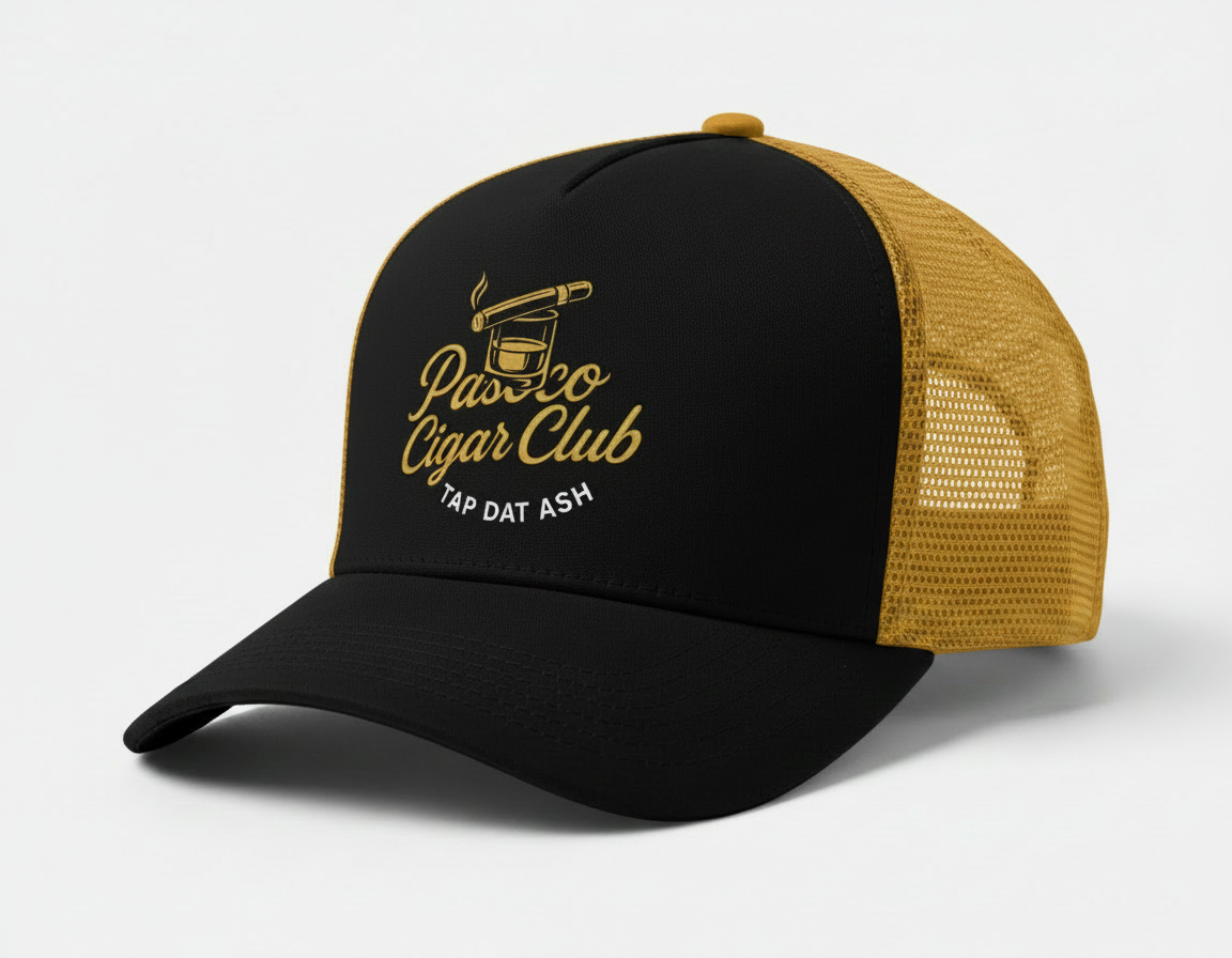 Black and Vegas Gold Trucker Snap Back